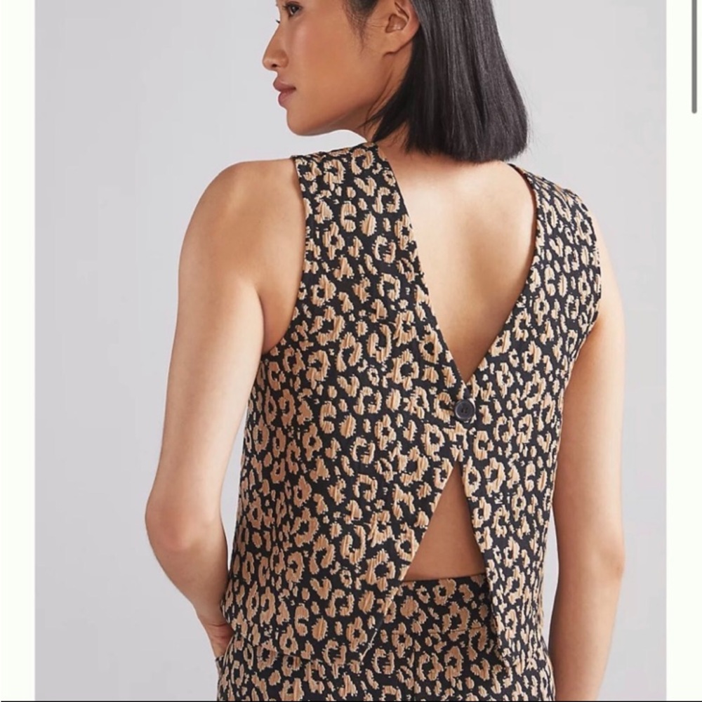 Anthropologie Maeve Brocade Leopard Blouse Sz 14